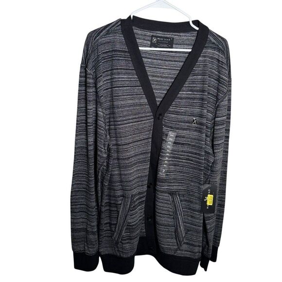 Marc Ecko Sweater Men's 2XL Gray Cardigan Cut & Sew Button Long Sleeve NWT - Picture 1 of 9